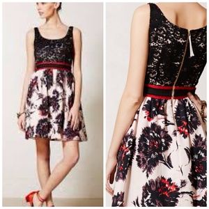 Anthro Peter Som Brushstroke Blossoms Dress, Sz 0